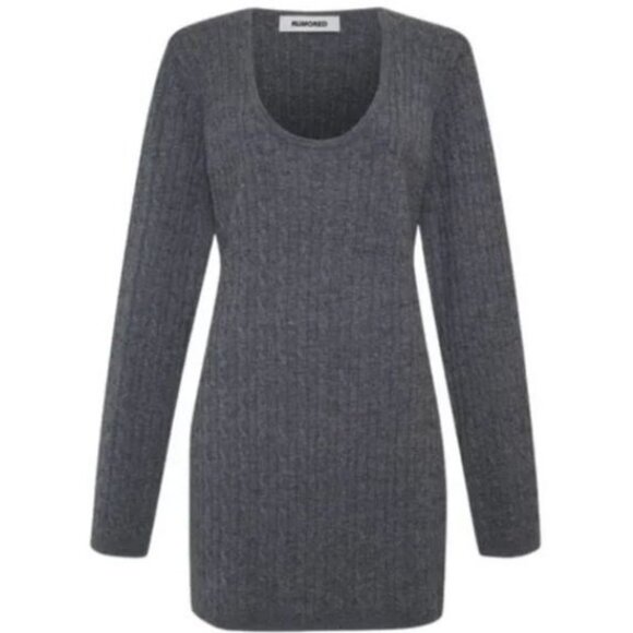 Rumored Oaji Mini Dress XL Smoke Heather Gray Casual Party Comfy Whimsigoth - Picture 1 of 8